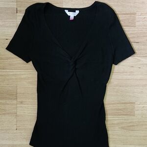 No Boundaries Black Fitted Tie Front T-Shirt